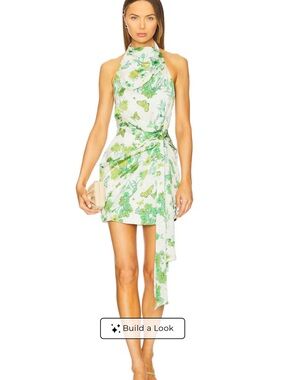 Elliatt White Mini Dress with Green Floral Print